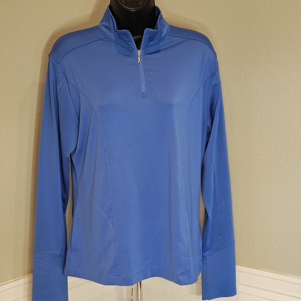 Maggie Lane Women's Med‎ Blue Performance Quarter Zip Shirt